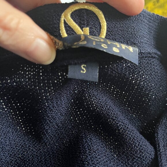 VTG St. John Basics Sz S Santana Knit Navy Blue Open Front Cardigan With Pockets - Picture 9 of 10